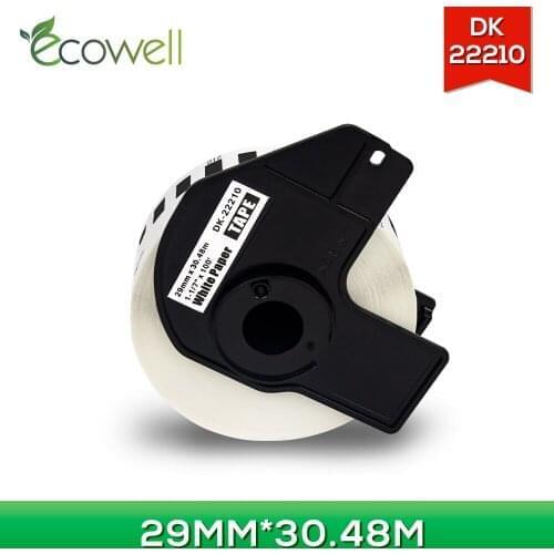 Ecowell Labels barcode sticker DK-22210 DK22210 29mm*30.48m compatible for Brother QL L-500 QL-550 QL-570 QL-570VM label Makers
