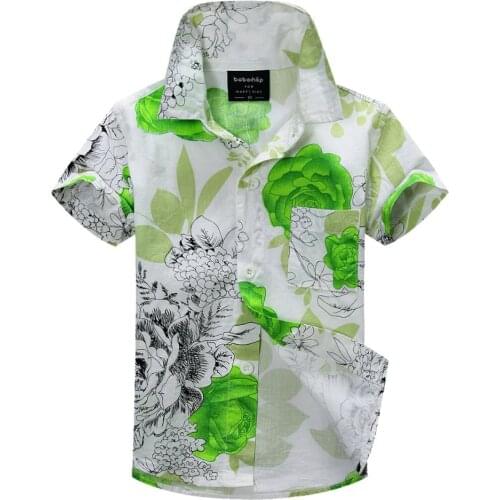 Cotton 100% floral shirt hawaiian shirt aloha shirt for boy T1528
