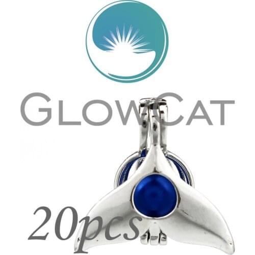GLOWCAT 20x KK717 Silver Mermaid Tail Beads Cage Jewelry Making Essential Oil Diffuser Pearl Cage Locket Pendant