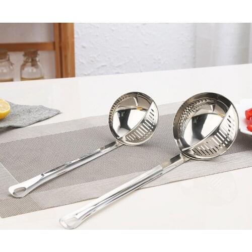 Long Handle Oil Soup Separate Spoon hot pot Cooking Colander Strainer Kitchen Scoop Stainless Steel Ladle Dinner Tableware
