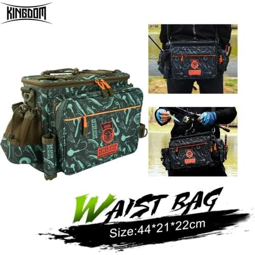 Kingdom Waterproof Multifunctional Fishing Bags 44*21*22cm 1000D Nylon Cloth Lure Box Tackle Backpack Outdoor Sport Shoulder Bag