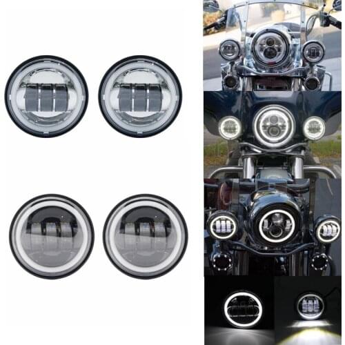 Motorcycles 4.5Inch Round Auxiliary Light with Halo White DRL For motor Ultra Classic Road King Electra Glide Softail Yamaha