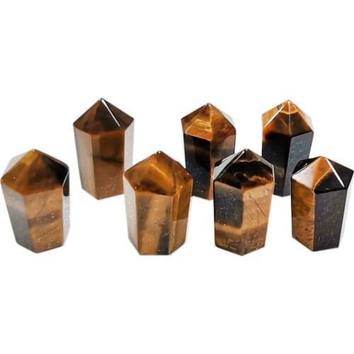 Natural Tiger Eye Crystal Point Healing Stone Quartz Crystal Wand Crafts Mineral 250 mm for Home Decoration Ornaments DIY Gifts