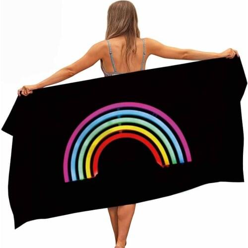 Neon rainbow Microfessional pool Beach towel Portable quick dry sand Outdoor trip Swimming ceiling Thin yoga mat
