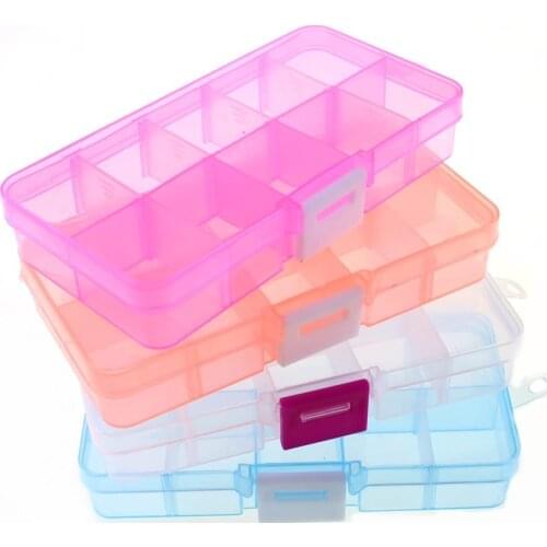 New 10 Slots Cells Colorful Portable Jewelry Tool Storage Box Container Ring Electronic Parts Screw Beads Organizer Plastic Case