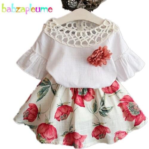 Baby Girls Clothes Fashion Hollow Childrens Clothing Flower Printed Girls Skirt Lady suit infant outfit 2pcs Girl Kidswear A248