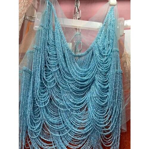 Ss012-2 # 2pcs one lot 5 layers 26*35 mesh beads neck collar ornaments fringe tassel for bridal gown wedding/dress decoration