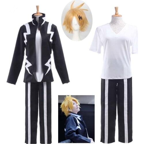 Boku No Hero Academia My Hero Academia Kaminari Denki Wigs Cosplay Costume School Uniform Men Battle Costume Halloween and wig
