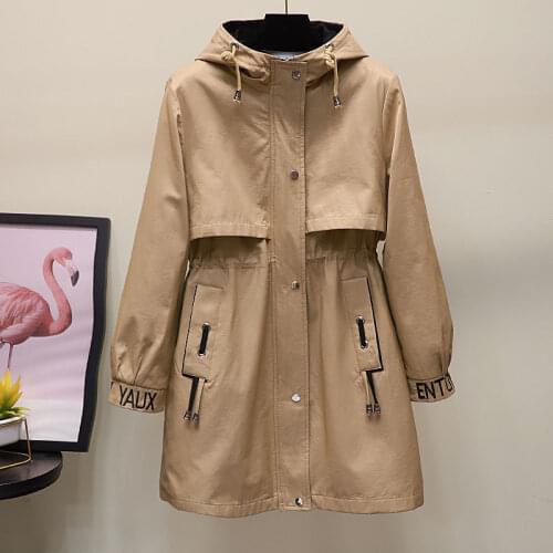 Trench Coat Women Mid-length Autumn Winter New Casual Fashion Significantly Thinner Outwear Mujer Hooded Windbreaker Female D18