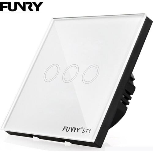 EU Standard 3Gang Remote Control Wall Light Touch Switch Luxury Crystal Glass Panel 170-240V Capacitive Touch Switch