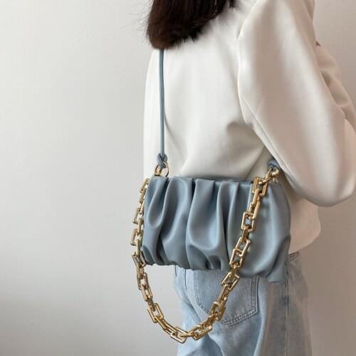 Solid color Fold designer Tote bag 2021 New Underarm bag PU Leather Womens Handbag fashion Lady Shoulder Messenger Bag Purse