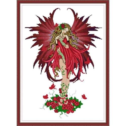 Everlasting Love Flower Fairy 3 Chinese Cross Stitch Kits Ecological Cotton Printed 11 14CT DIY Christmas Decorations For Home