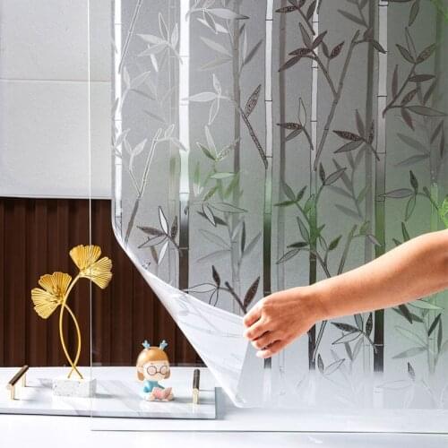 Stained Privacy Window Film Static Self Adhesive Glass Sticker Rainbow Effect Bamboo leaf Decorative Decal for Bathroom
