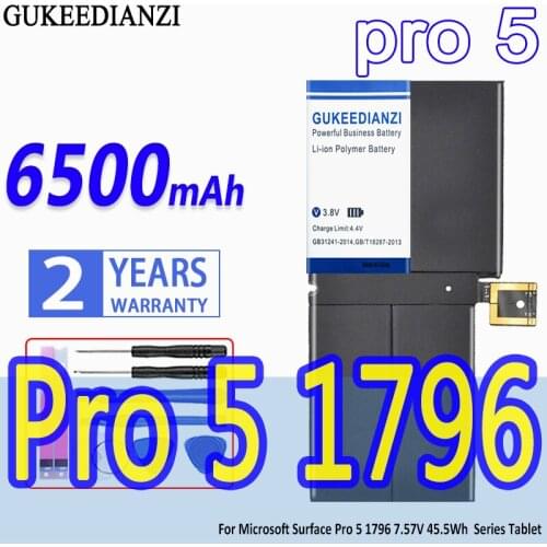 High Capacity GUKEEDIANZI Battery 6500mAh For Microsoft Surface Pro 5 Pro5 1796 7.57V 45.5Wh Series Tablet