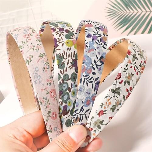 Women Floral Striped Plaids Print Headband Plastic Hairbands Headwear Hair Accessories Female Wide Hair Hoop Bnds Headdress