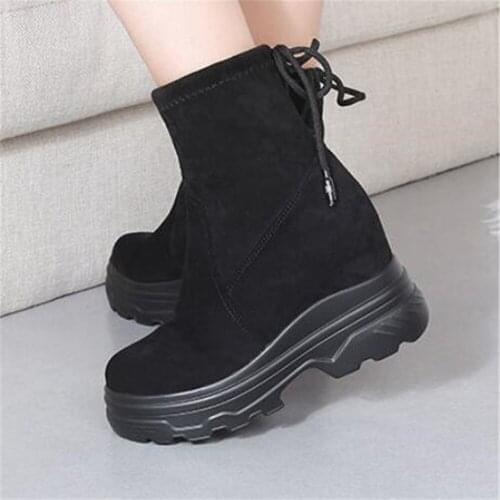 Fashion High Heels Platform Ankle Boots for Women Booties Woman Thick Bottom Non-Slip Botas Ladies Winter Warm Plush Ankle Boots