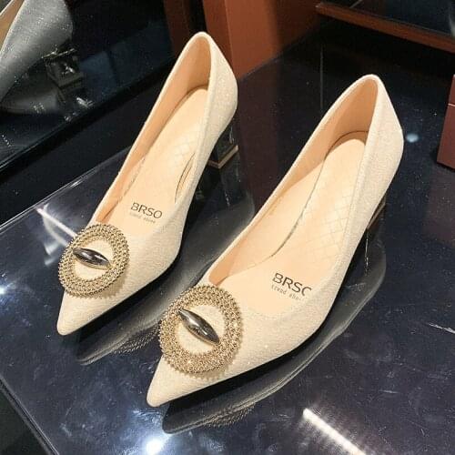 Zapatos Para Mujer 2021 New Bride Shoes Pointed Shallow Mouth Stilettos Wedding Party Bridesmaid Shoes Ladies Low Heel Shoes