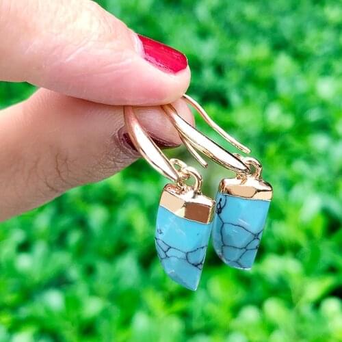 SAY HELLO Natural Stone Malachite Turquoises Snall Pendant Dangle Earrings for Women Female Drop Earrings Jewelry серьги K3120