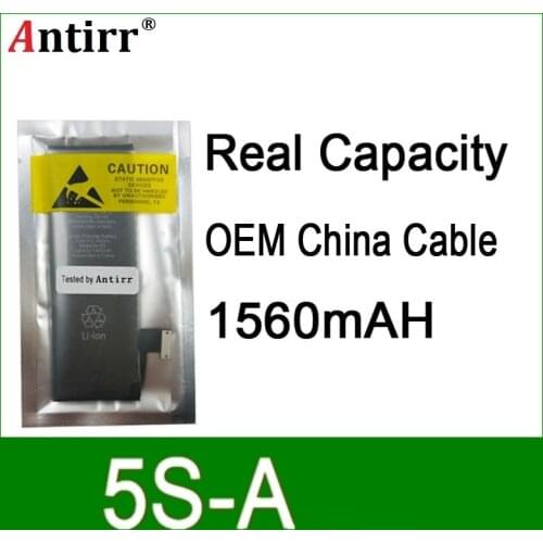 10pcs/lot Real Capacity China Protection board 1560mAh 3.7V Battery for iPhone 5S zero cycle replacement repair parts 5S-A
