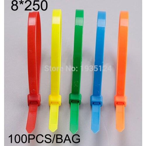 100PCS 10" inch 8*250mmCable Wire Zip Ties Nylon Cable Tie Free shipping