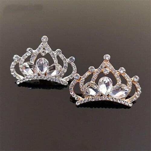 50pcs Crystal Stones Princess Brides Crown Flatback Rhinestone Appliques Sew On Hairpin Headwear Garment Shoes Bag Embellishment