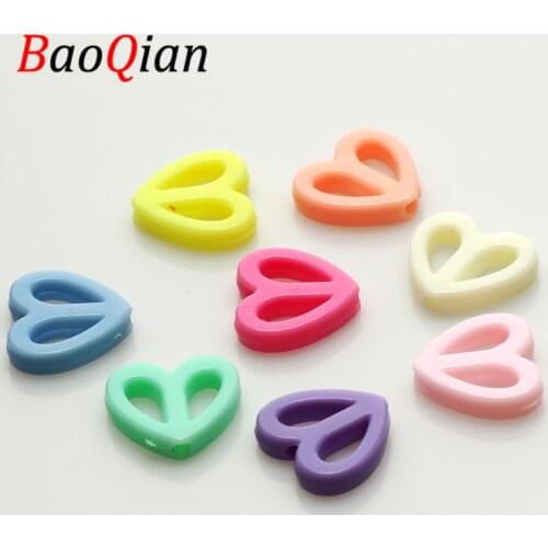 50pcs/Batch Loose 16x15mm Colorful Heart Shaped Acrylic Beads Diy Jewelry Making Fashion Necklace Bracelet Beaded