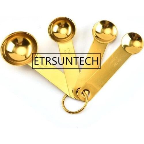 50pcs Gold Kitchen Measuring Tools Spoon Set Stainless Steel Baking Cooking Measuring Spoons Tea Coffee Measure Cup