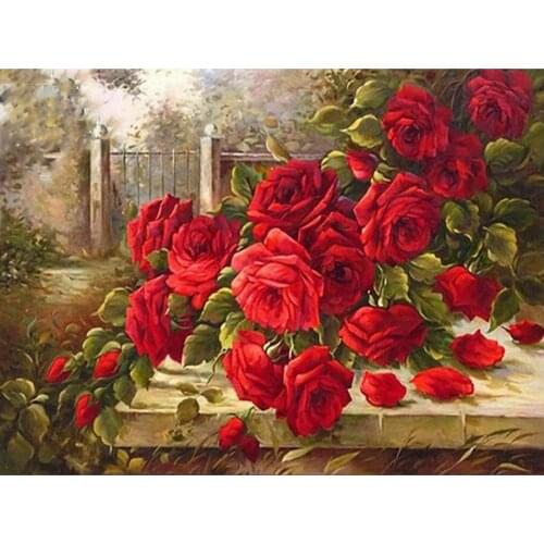 5D DIY Diamond Painting Rose Full Square Diamond Embroidery Red Flower Rhinestones Pictures Crafts Kit