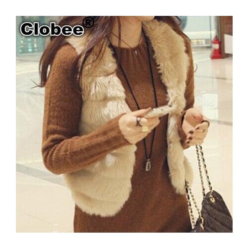 6XL 2020 Winter Furry Outwear Faux Fox Fur Waistcoat Colete De Pele Feminina Female Sleeveless Short Design Fur Vest Coat X634