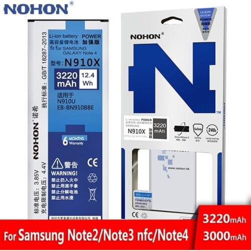 Original NOHON Battery For Samsung Galaxy Note 2 3 4 Note2 N7100 Note3 NFC N9000 Note4 N9100 N910X Real High Capacity Batteries