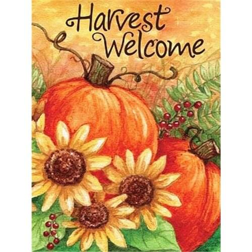 Full Drill Diamond Painting Flower Pumpkin DIY Diamond Embroidery Sale Fall Mosaic Cross Stitch Decor for Home