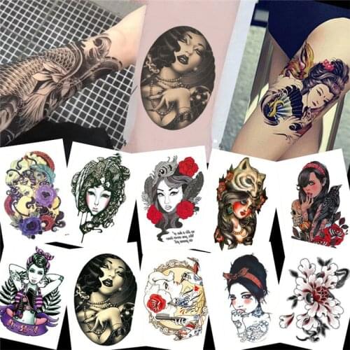 Large Size 3D Peony Rose Temporary Tattoo Stickers Women Body Art Tattoo Girl Back Breast Tattoos Flower