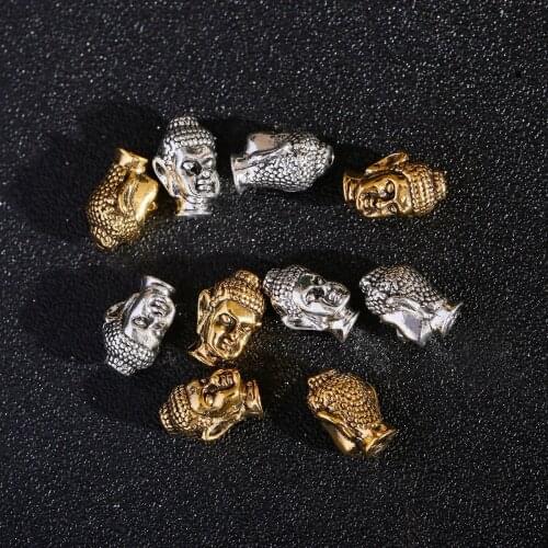 5pcs Buddha Head Making Beads For Jewelry DIY Bracelets Accessories Beaded Charms Handmade Material Two Color Spacer Bead Kralen