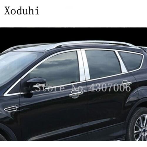 For Ford Kuga Escape 2013 2014 2015 2016 Car Styling Stainless Steel Glass Window Garnish Pillar Middle Column Trim Hoods