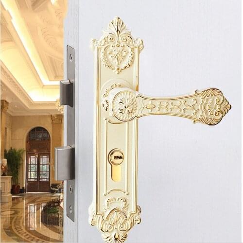 European Style Retro Bedroom Door Handle Fashion Interior Zinc Alloy Door Lock Luxury Anti-theft Lock Core Furniture Hardware