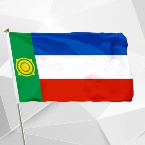 Russia Khakassia Flag 150X90cm (3x5FT) 120g 100D Polyester Double Stitched High Quality Banner Ensign Free Shipping