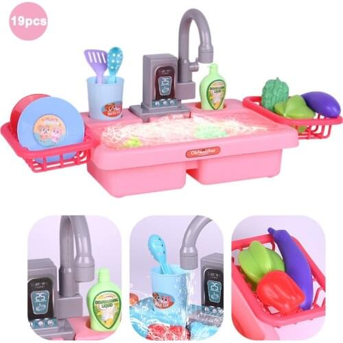 Kids Kitchen Toys Simulation Electric Dishwasher Pretend Play Mini Kitchen Food Educational Summer Toys Role Playing Girls Toys