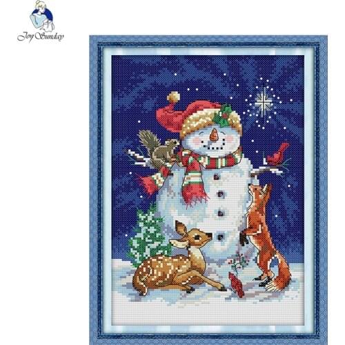 Joy sunday cartoon style Midnight snowman cross-stitch kits embroidery thread Priroda cotton for Christmas ornamentation