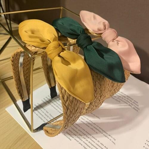 Korean Small Fragrant Grass Braided Hair Bands Fashion Solid Color Bow Headbands for Women Knot Hair Hoop Girls Hair Accessories
