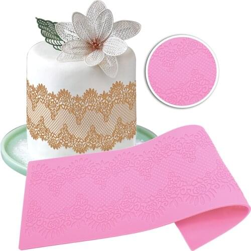 Beautiful Patisseries Silicone DIY Flower Lace Fondant Mold Mousse Brim Decor Sugarcraft Icing Mat Pad Pastry Baking Tools