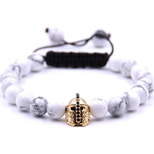 Fashion Lava Charm Mens Bracelets Famous High Quality Knight Helmet Braiding Brand Bandage Woven Strand Beads Bracelet