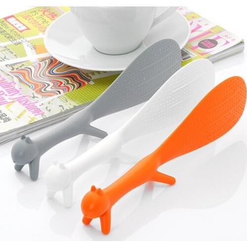 Fashion Wheat Straw Korean Cute Creative Lovely Standing Squirrel Ladle Spoon Lap Rice Paddle Sticky Tables Spoon Color Random