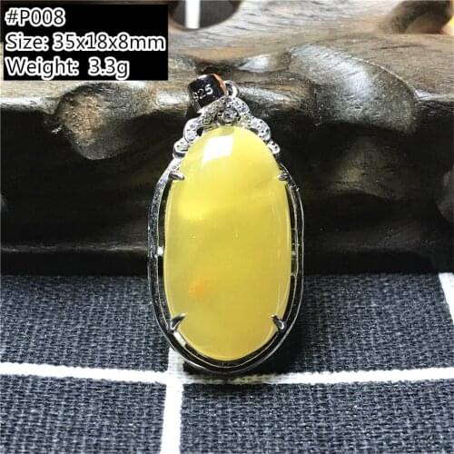 Genuine Natural Yellow Amber Pendant For Woman Man Crystal Luck Love Gift Beads Oval Stone Silver Necklace Pendant Jewelry AAAAA