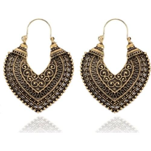 New Fashion Tassel Earring Vintage Bohemian Long Exaggerated Heart Shape Dangling Earrings for Women Wholesale