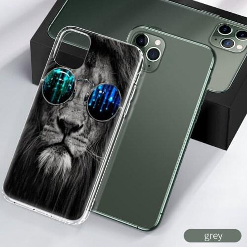 Glasses lion Printed Picture TPU + for iphone XR XS MAX Acrylic Material Shell for iphone 11 pro max DIY anti-fal