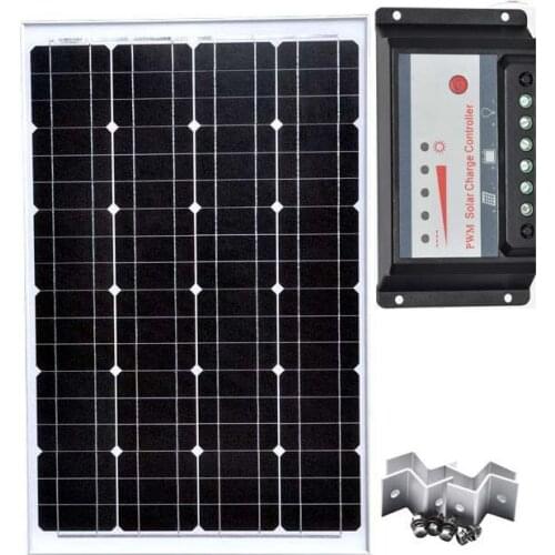 Solar Panel 12v 60w Solar Charger Solar Battery Controller 12v/24v 30A PWM Z Bracket Mount Marine Boat Battery Car Caravan
