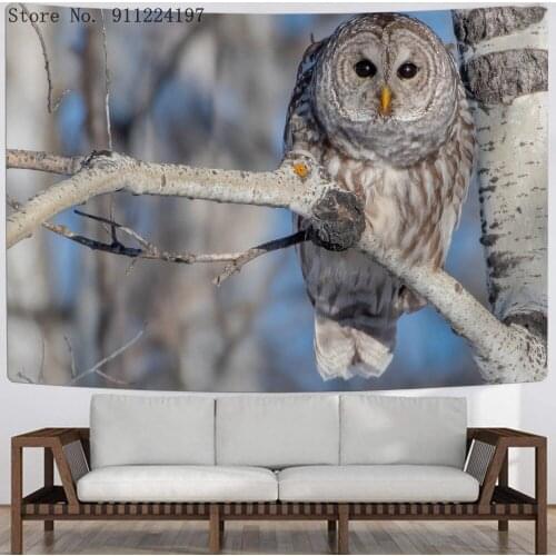 Owl Animal Tapestry Wall Hanging 3D Printed Owl Tapestry Wall Decor For Dorm Room Bedroom Living Room College