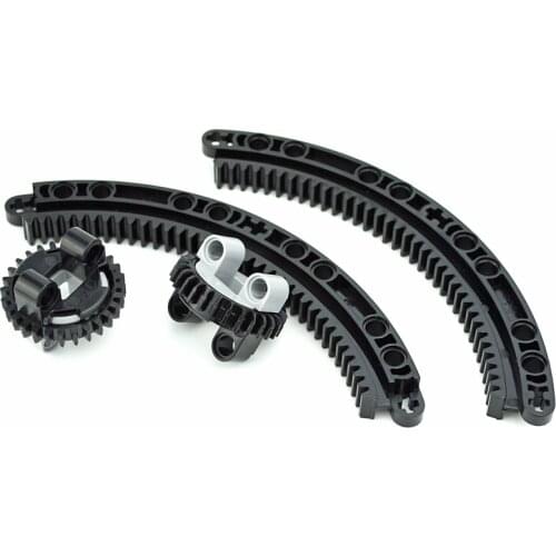Building Blocks Technical Parts Turntable Small Bottom and Top Gear Rack 11x11 Curved Bricks Compatible with 99009 99010 24121