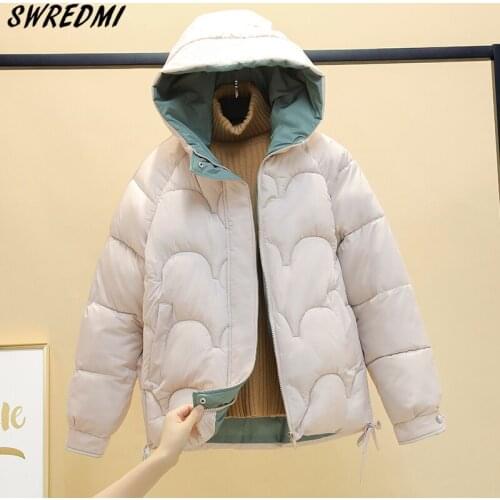 SWREDMI Short Parkas Women Winter Autumn Thicken Warm Jackets Female Loose S-3XL Office Lady Wadded Coat Zipper Clothing