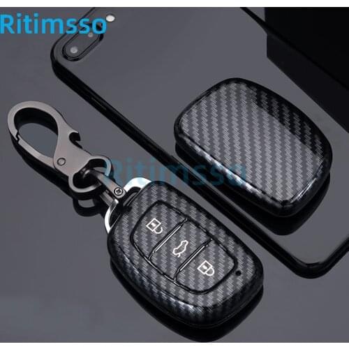 Carbon fiber Car Key Case Full Cover For Hyundai Tucson Creta ix25 ix35 i20 i30 HB20 Elantra Verna Mistra 2016 2017 2018 2019
